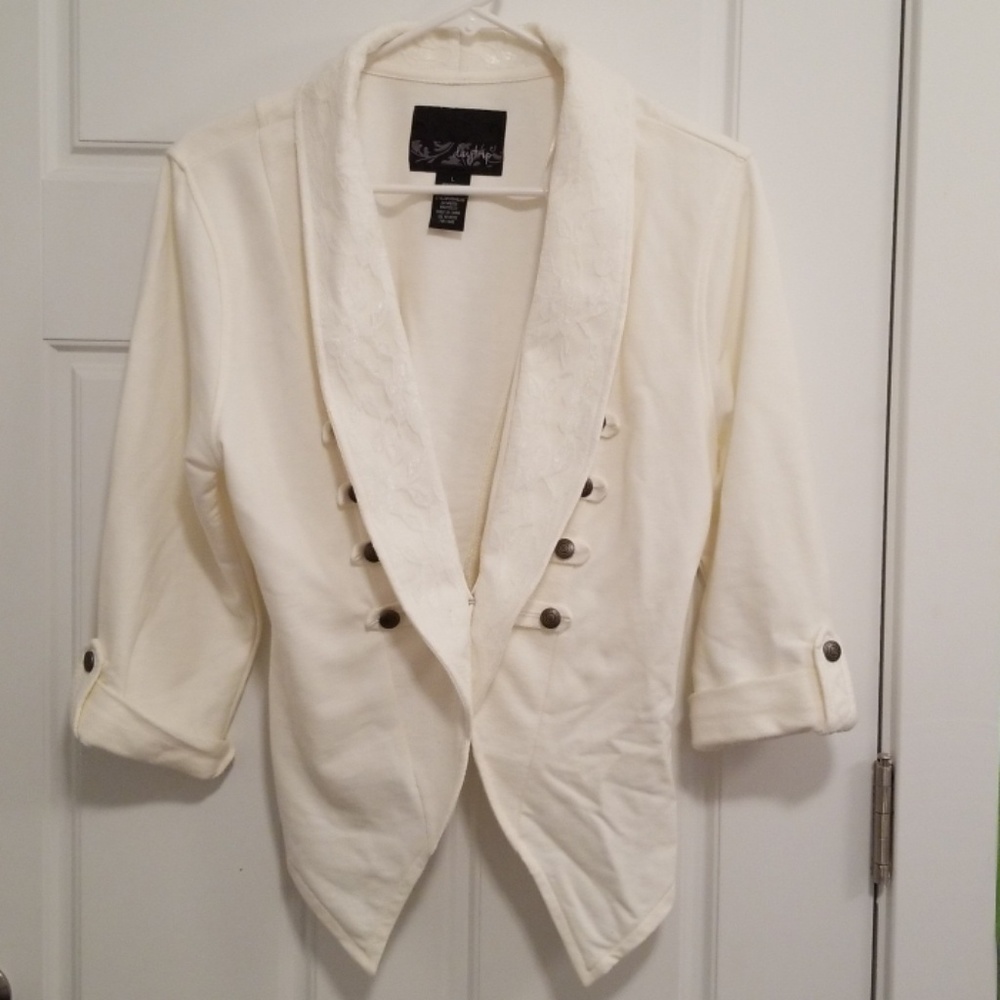 NWOT Daytrip white Lace Military style Jacket Sz L